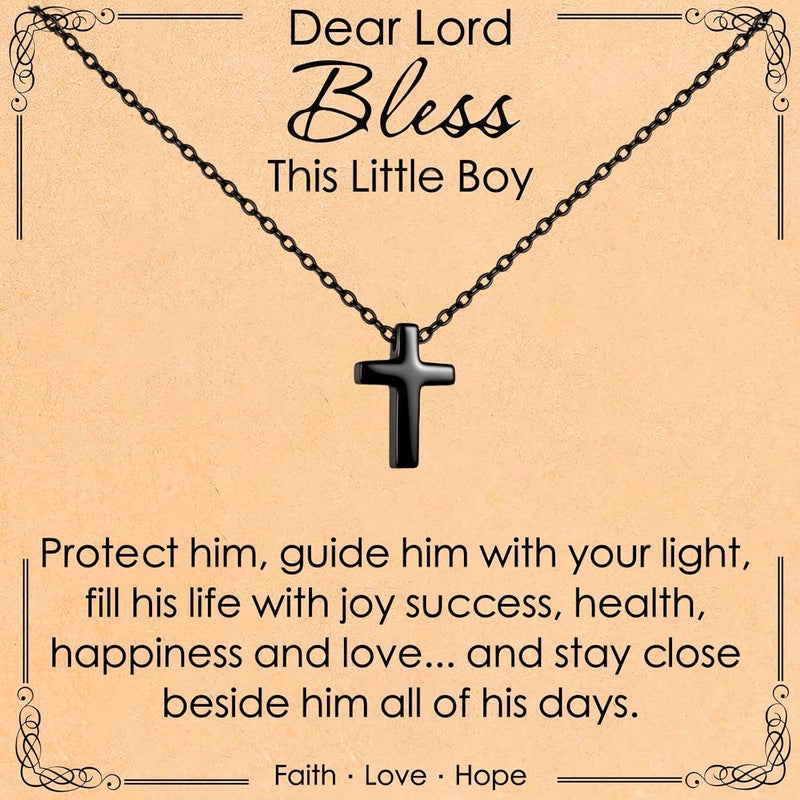 ELLEZZA Valentines Day Gifts for Kids-Cross Necklace Gifts for Boys,Small Cross Pendant Necklace Religious First communion Confirmation Baptism Jewelry Gifts - Image 1